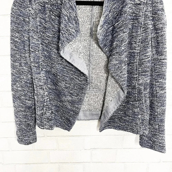 Vince Blue & White Tweed Open Front Draped Jacket Women's Size XS - Picture 5 of 10